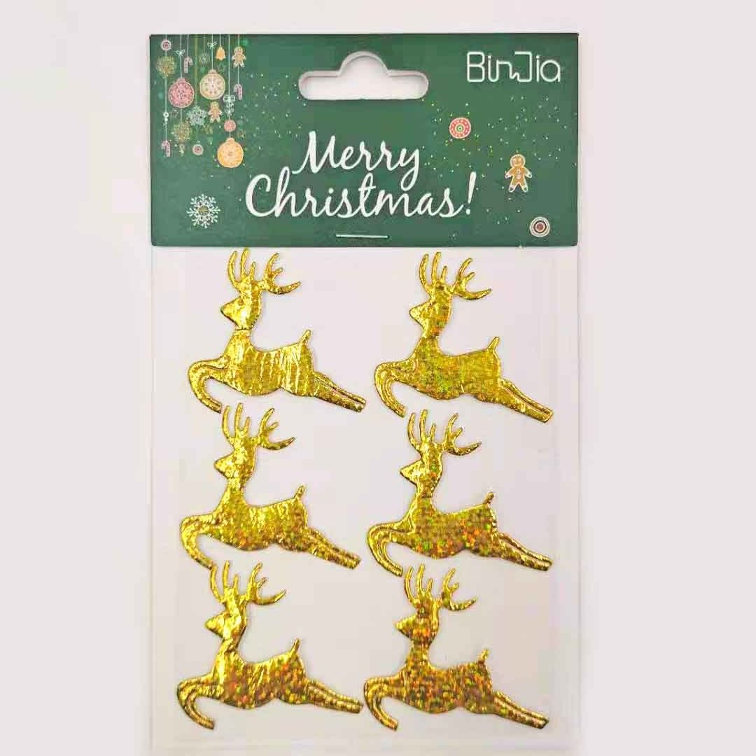 Gold Christmas Snowflake Deer Window Stickers Xmas Tree Glass Wall Stickers Christmas Decorations for Home New Year Supply