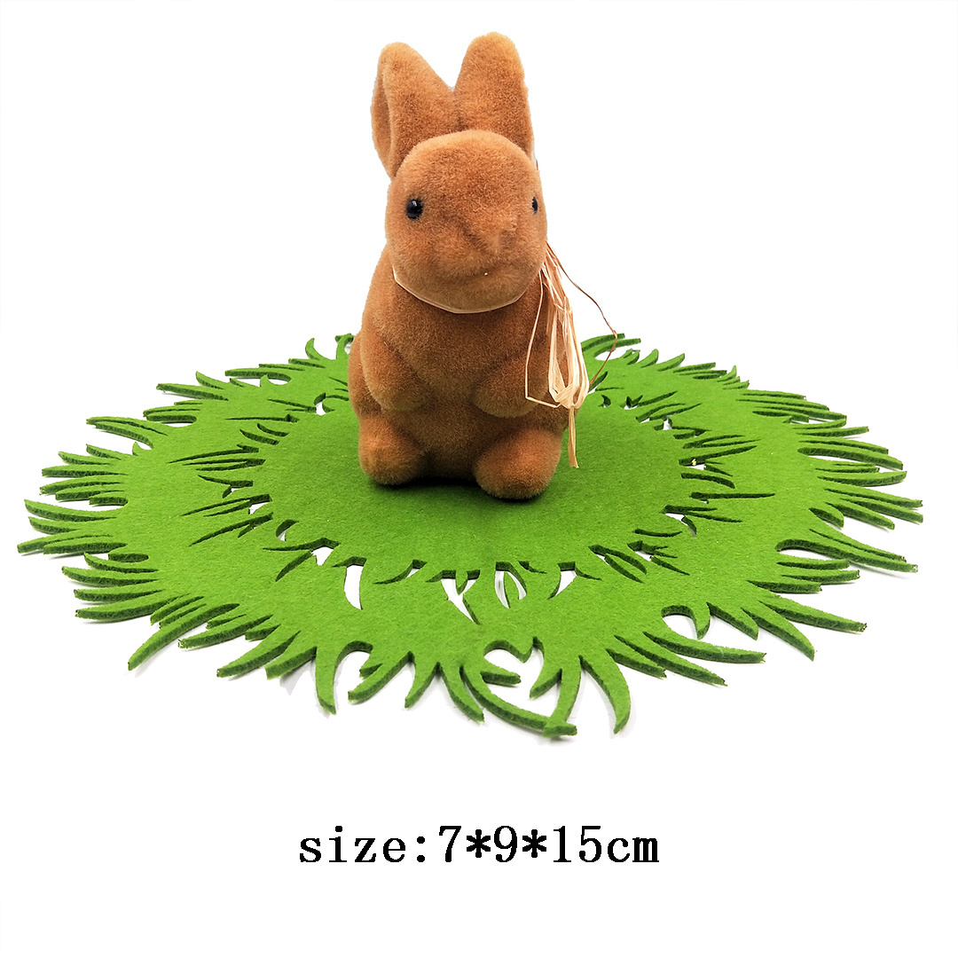 2021 new arrivals Lovely flocked rabbit Spring Easter Decor  Straw Green bunny decoration for Easter