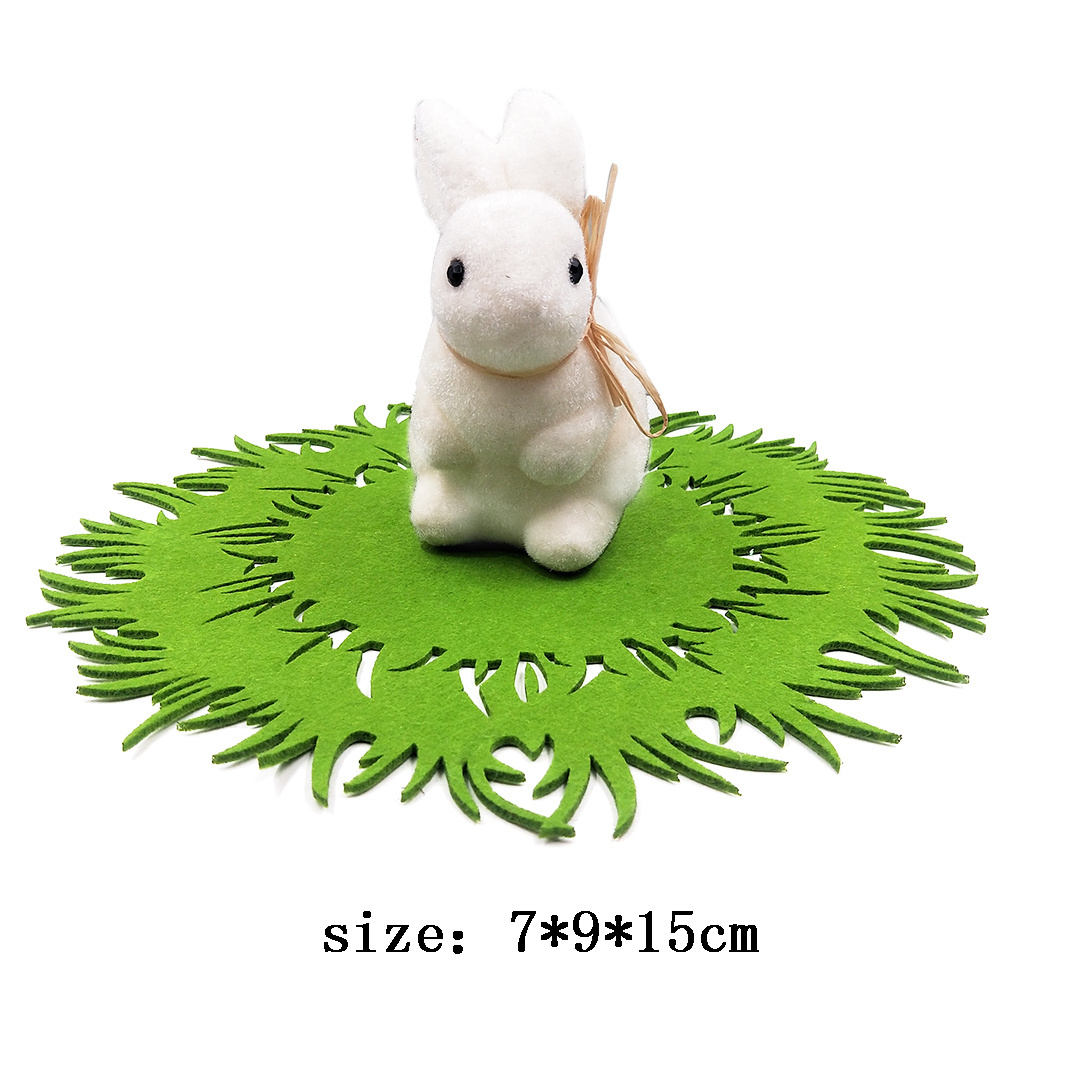 2021 new arrivals Lovely flocked rabbit Spring Easter Decor  Straw Green bunny decoration for Easter