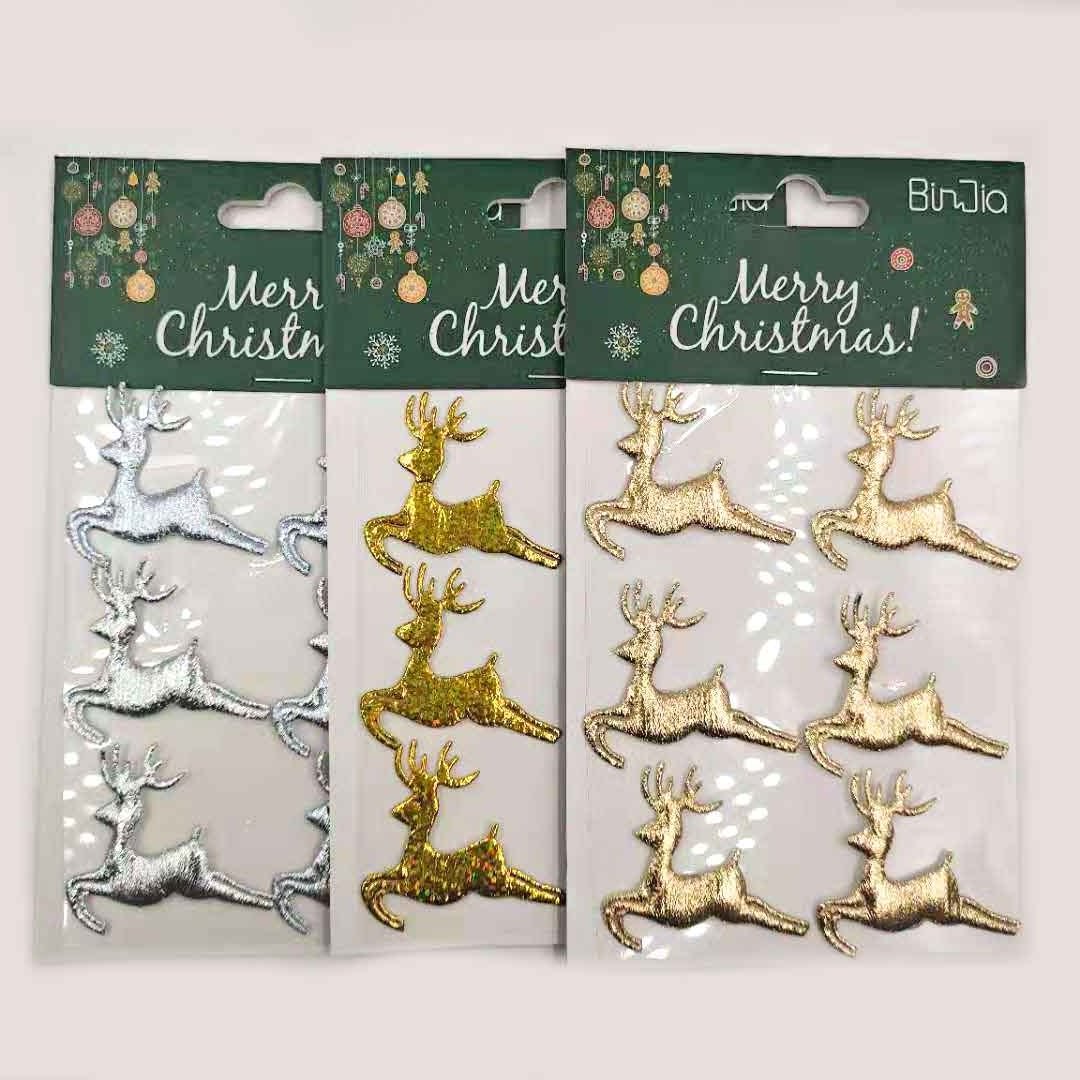 Gold Christmas Snowflake Deer Window Stickers Xmas Tree Glass Wall Stickers Christmas Decorations for Home New Year Supply