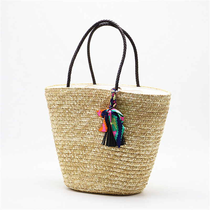 Wholesale Summer eco friendly handwoven straw handbag beach bag for lady