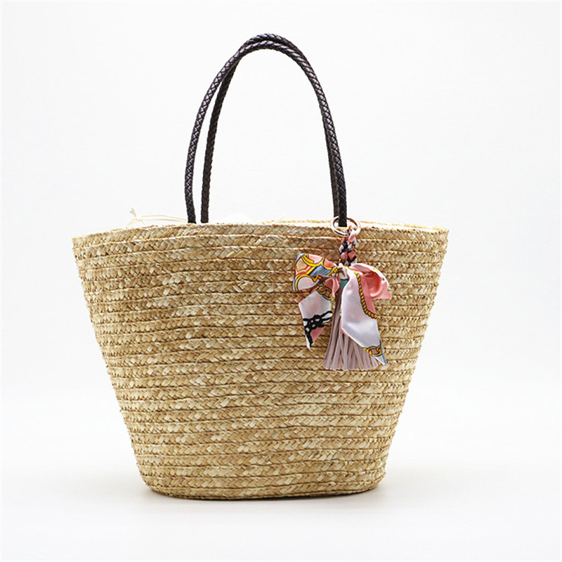 Wholesale Summer eco friendly handwoven straw handbag beach bag for lady