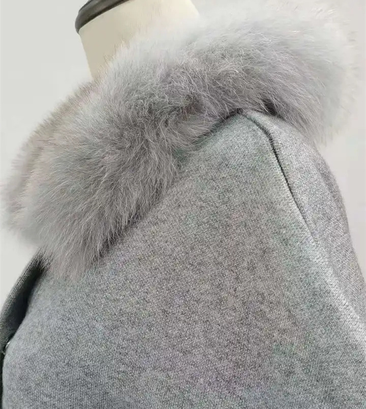 New Design Hot Sale Batwing Sleeve Wool Knitted Coat Women Short Half Sleeve Knitted Women Cardigans Sweater With Fox Fur Collar