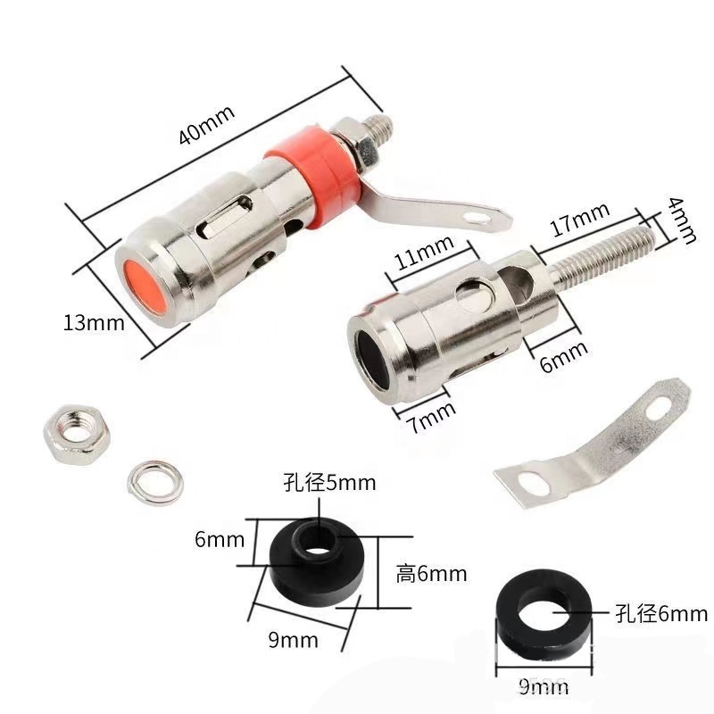 Audio amplifier components connector nickel plated speaker terminals spring loaded binding post