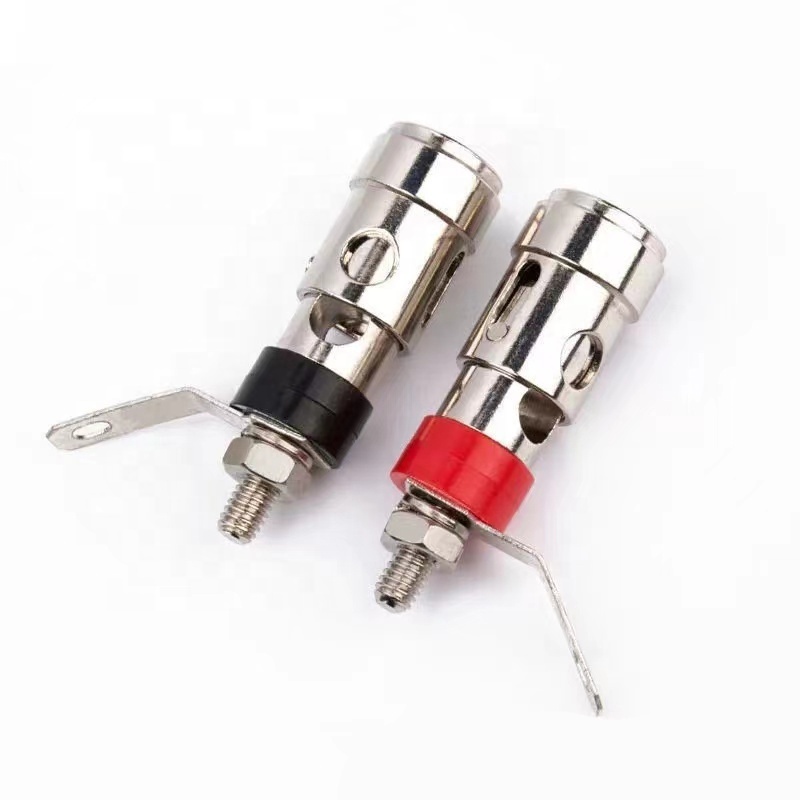 Audio amplifier components connector nickel plated speaker terminals spring loaded binding post