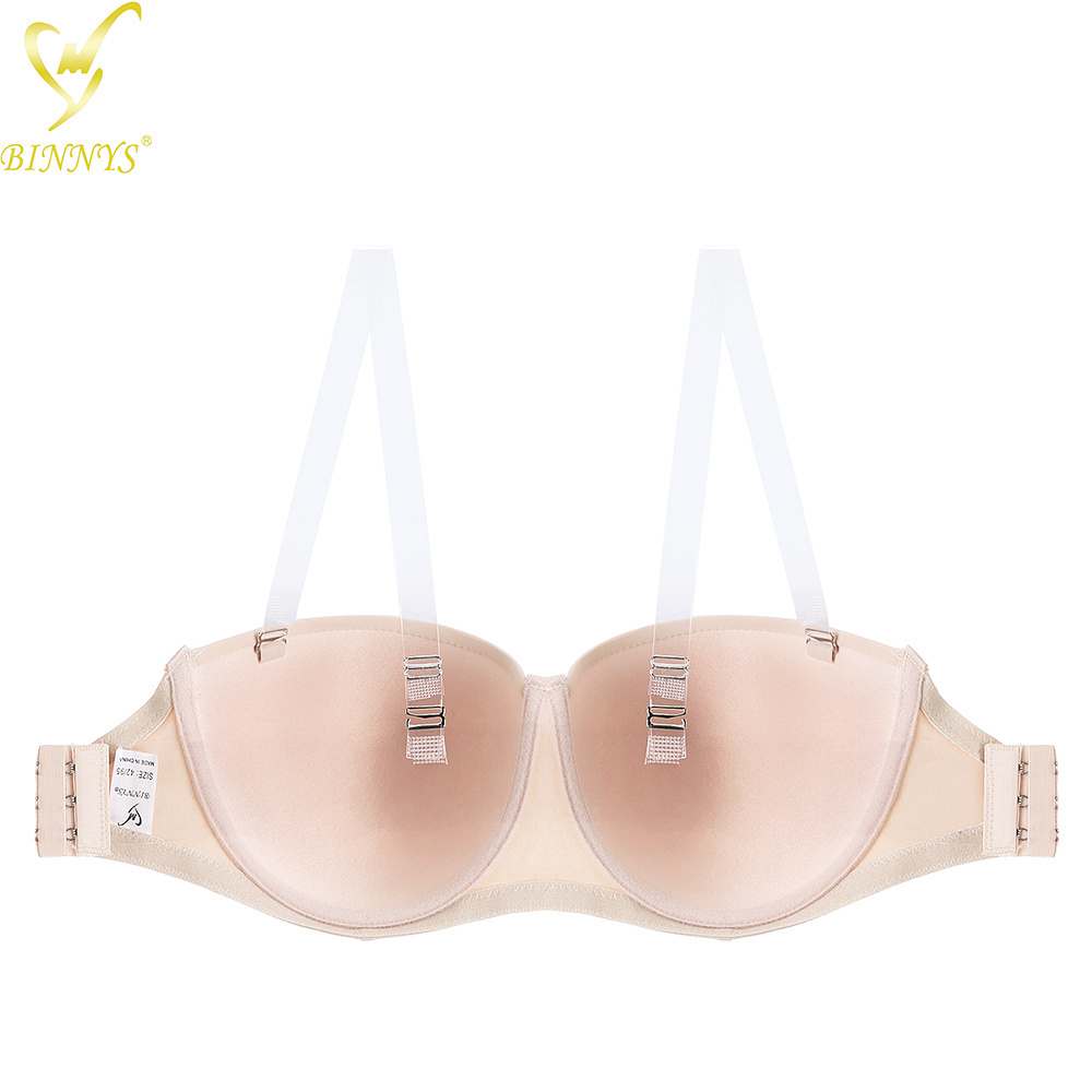 BINNYS C cup thin sponge transparent straps back closure three hook solid Dress underwire ladies bra