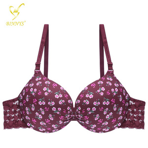 Binnys Underwire Print Lace Floral  Sujetador Soft Push Up Thickened  B 34 38 Size  Bra  Set Breathable Padded Bras For Women