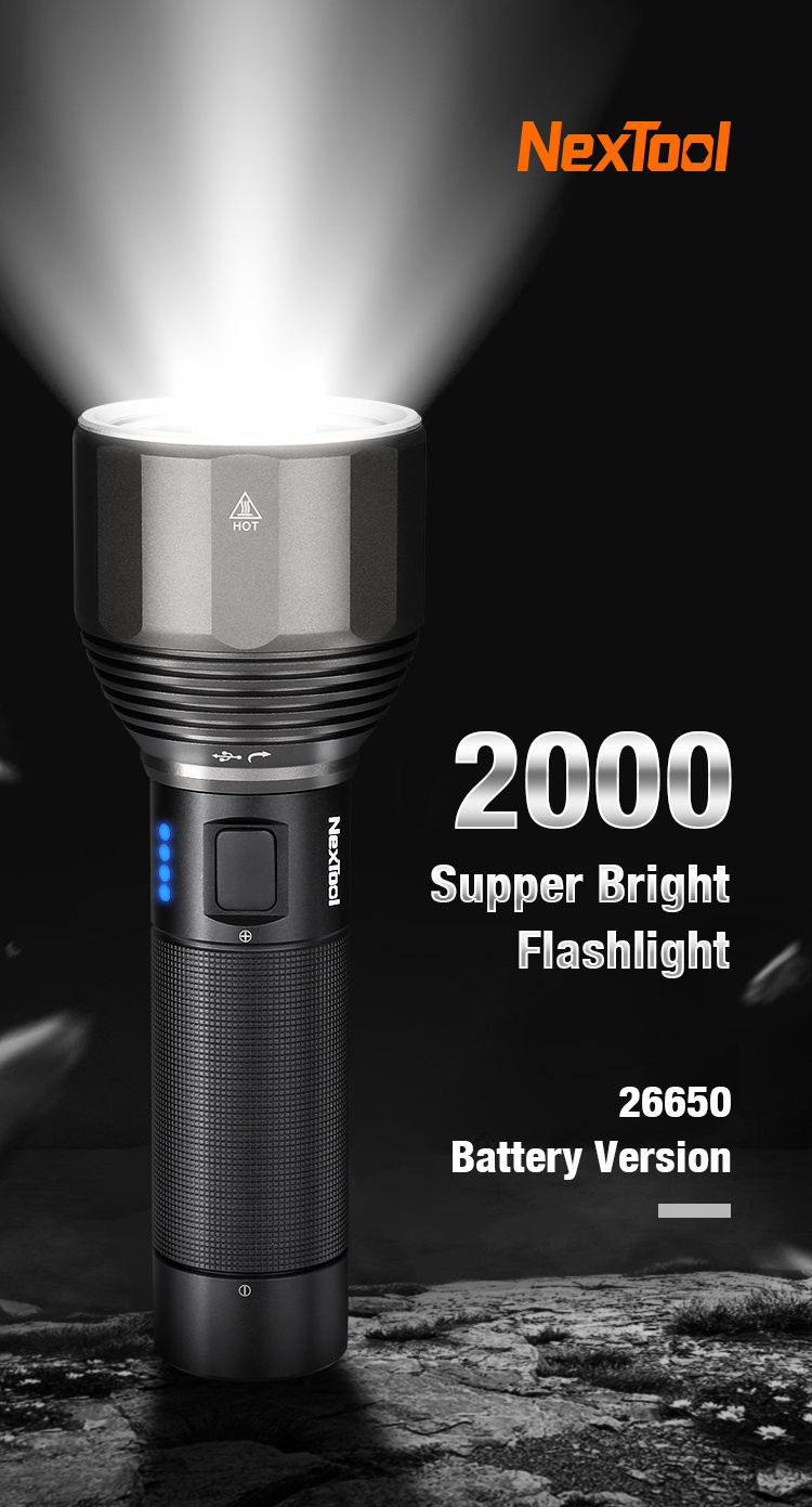 NexTool 26650 Battery 5000mAh High Lumen flashlight USB Rechargeable led UV flashlights & torches