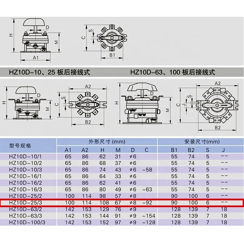 HZ10-25P/3 Electric Welder Rotary Cam Changeover Switch gear reverse switch