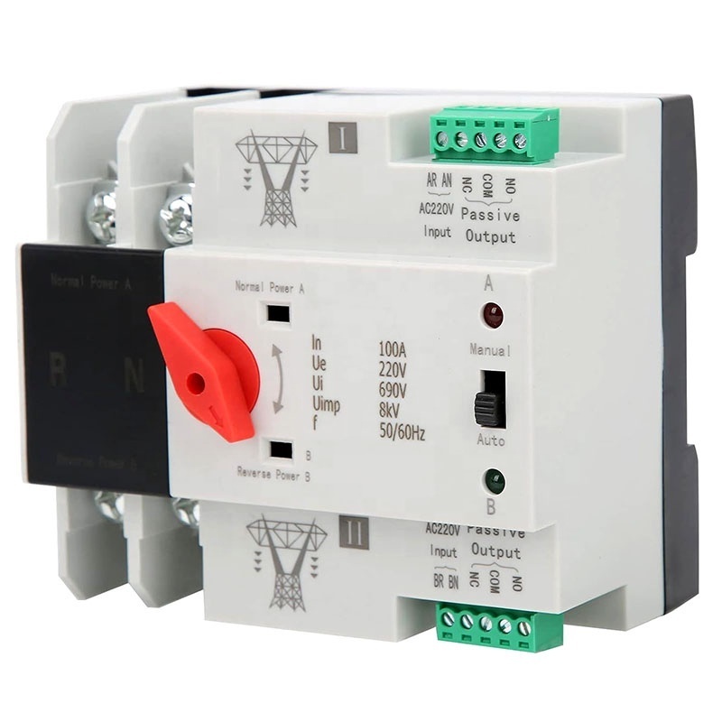 100A dual power automatic generator manual transfer switch