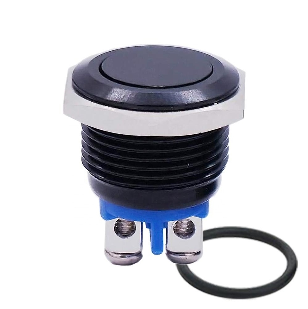 IP65 16mm waterproof black Momentary flat Push button Switch