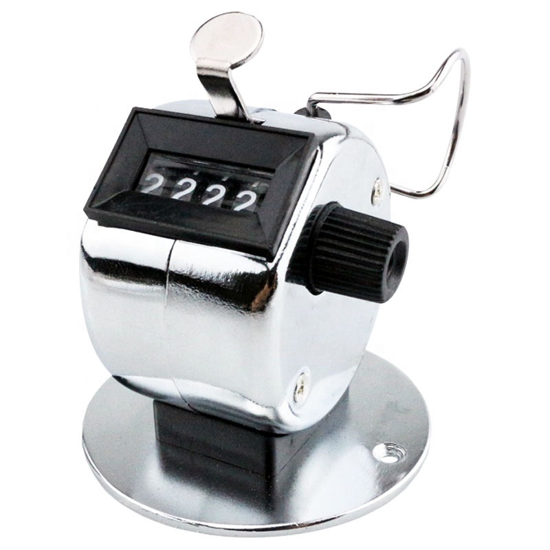 Metal 4 Digit Clicker Golf Hand Tally Counter w base