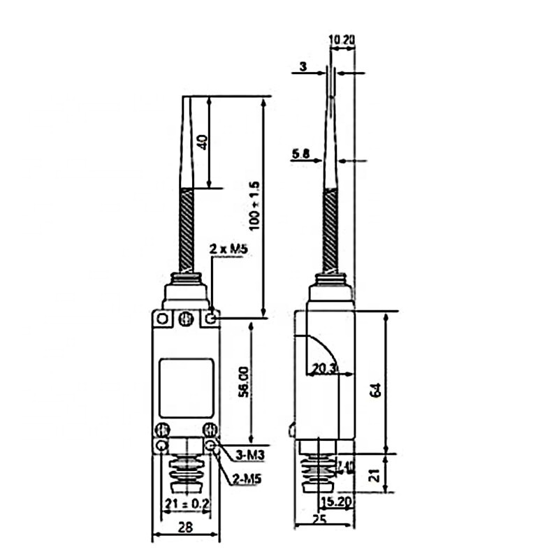 ME-8166 Momentary Spring Stick Rod Enclosed Limit Switch