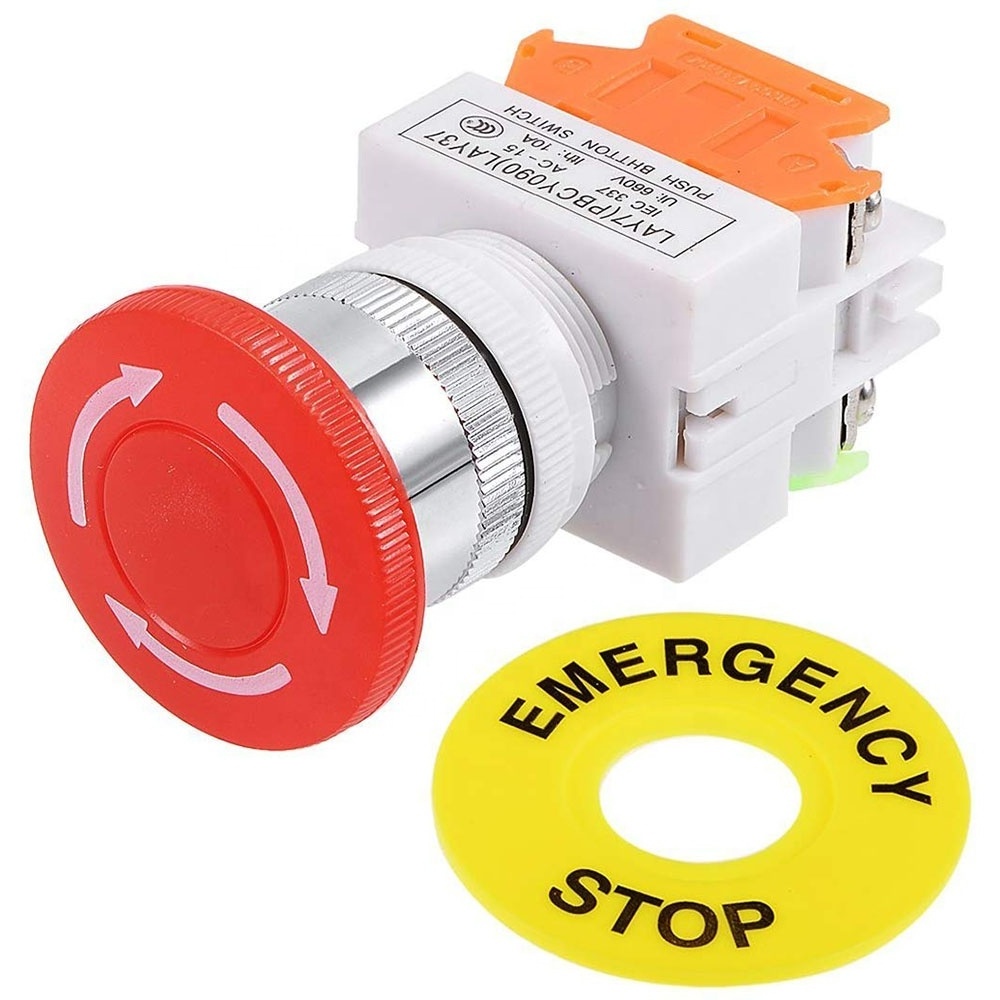 Red Sign Emergency Stop Push Button Switch