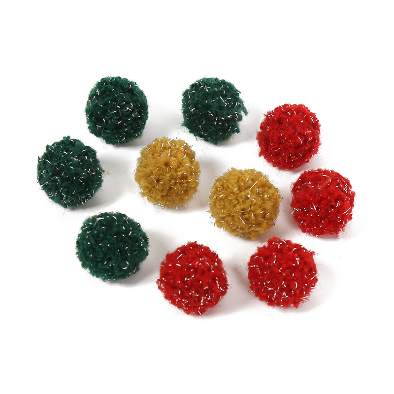 Custom Christmas glitter teddy plush pompoms ball accessories new polyester teddy pom pom ball clothing decoration wholesale