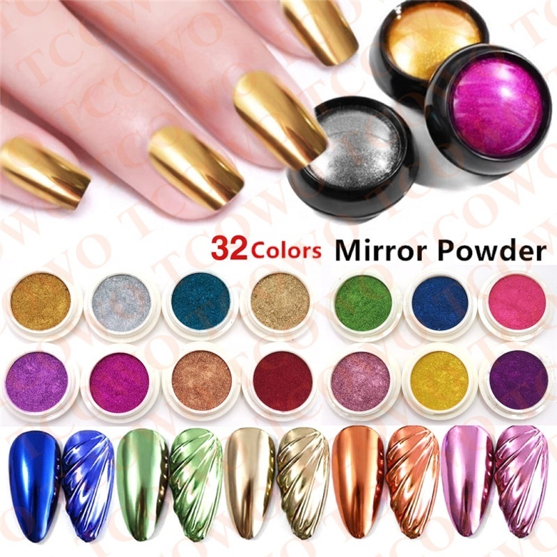 High Quality Magic Chrome Mirror Pigment Metallic Effect Powder Shimmer Aurora Pearl Mermaid Rubbing Dust Chrome Mirror Pigment