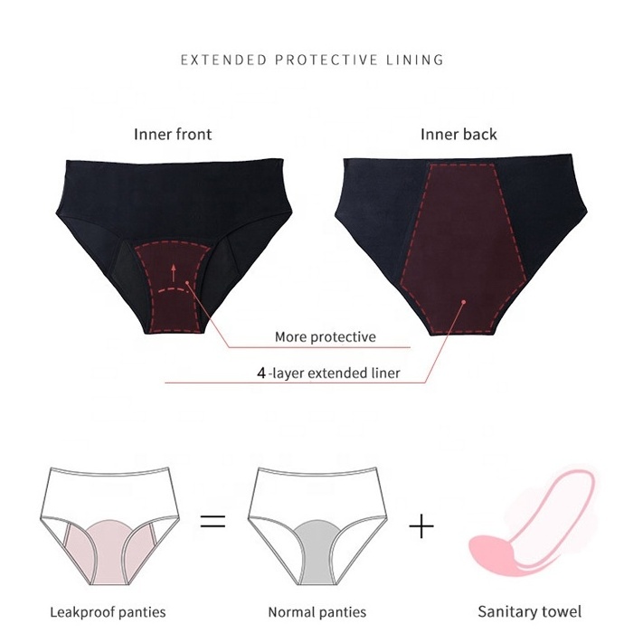 Hot Sale Womens Breathable seamless Period undies tampon Underwear 4 layer leak Proof S-4XL Plus size Menstrual Panties