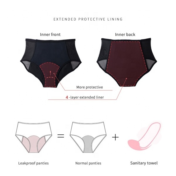 Hot Sale Womens Cotton Breathable mesh Period undies tampon Underwear 4 layer leak Proof XS-6XL Plus size Menstrual Panties