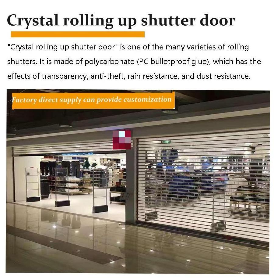 Commercial Aluminum Clear Polycarbonate Roller Shutter Door Moisture Proof Crystal Roll Up Shutter Door