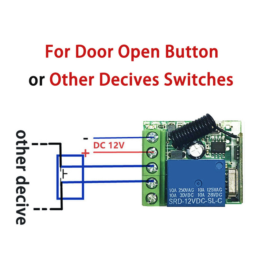 DC 12V 10A 1CH 433MHz Relay Wireless RF Remote Control Switch Module Receiver With Transmitter