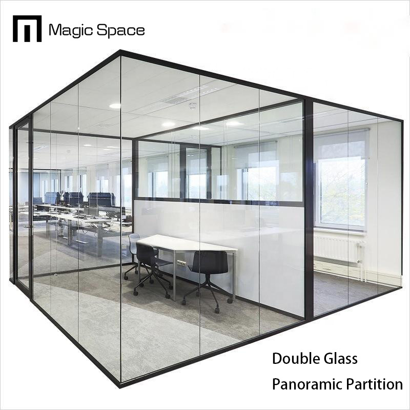 Office Divider Glass Windows Plate 12mm Thickness Glass Partition Walls For Living Room Silence Glass Folding Room Dividers