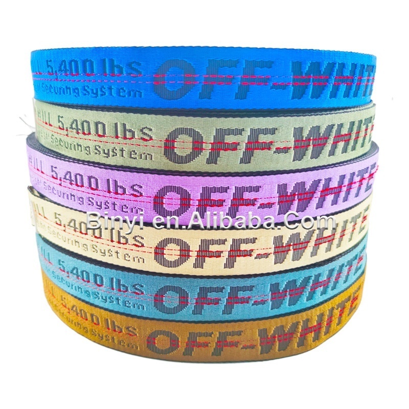 Wholesale Custom Woven Debossed Logo Jacquard Soft Nylon Webbing Band For Bags