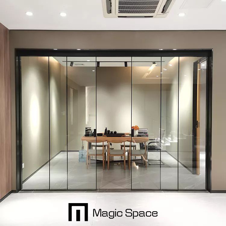 Office Divider Glass Windows Plate 12mm Thickness Glass Partition Walls For Living Room Silence Glass Folding Room Dividers