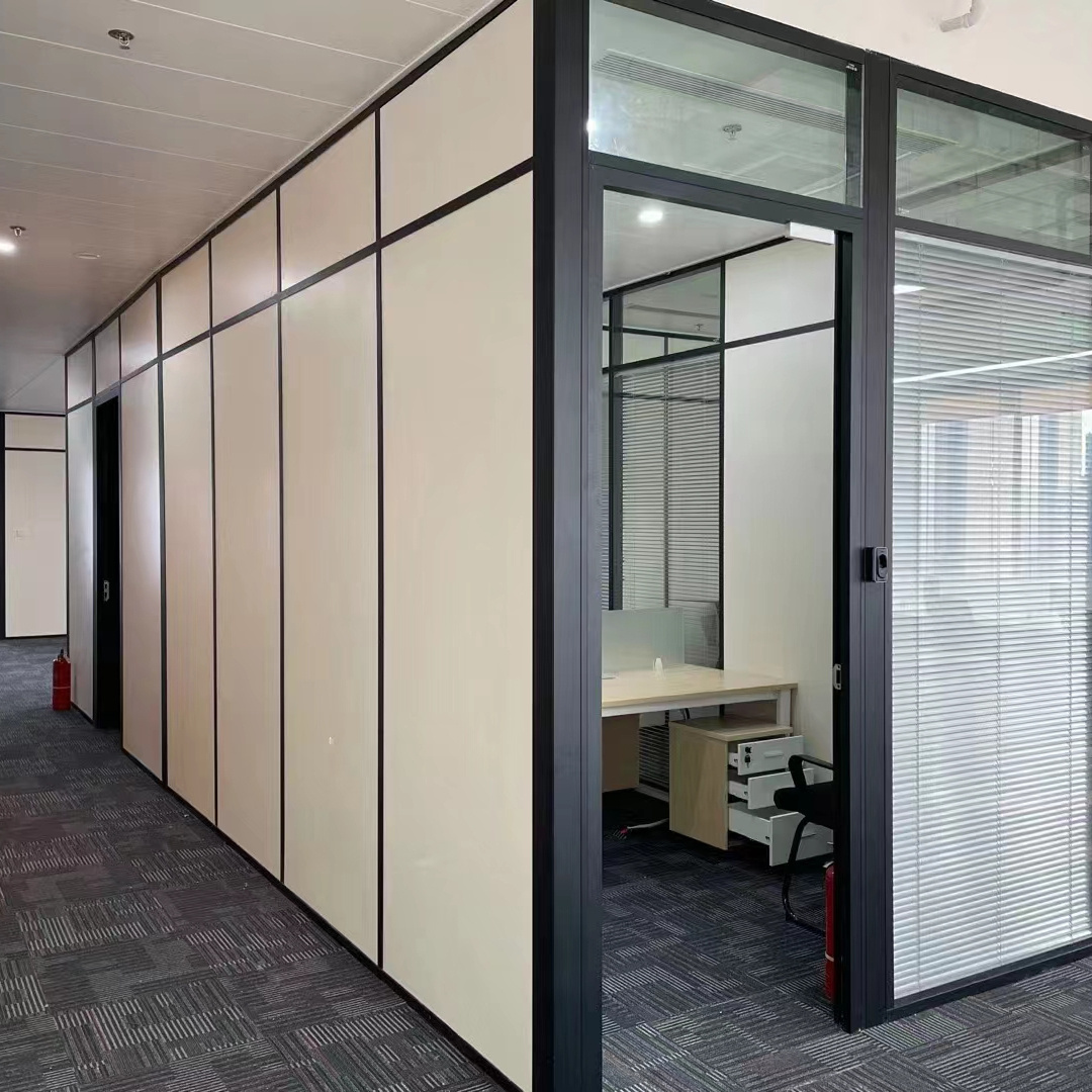 Modern soundproof demountable aluminum tempered single or double glazing clear office panel partitions