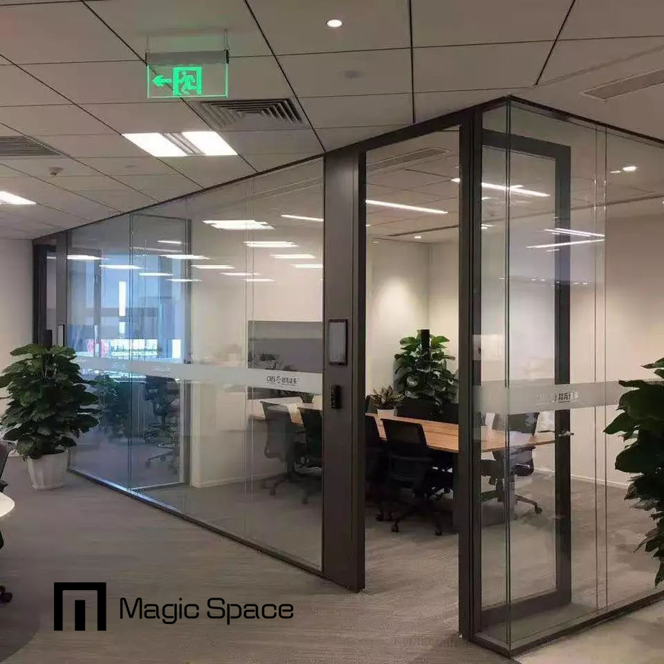 Chinese Room Divider Modern Design Aluminium Frame Office Glass Wall Partitions Door Dividers