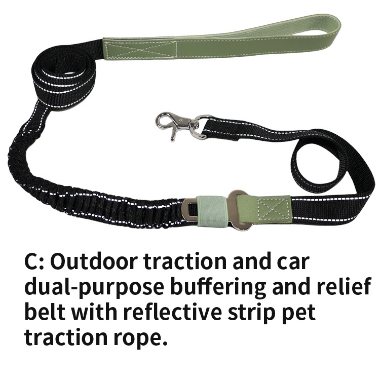 Hot selling leather thickened broadband buffering strong tensile force multi-functional pet traction rope