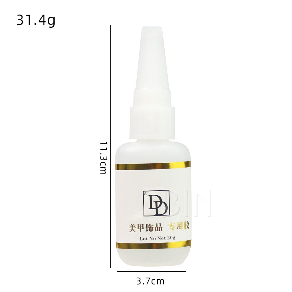 BIN Custom Logo high strong Acrylic Artificial Press On Nail Tips Gel Glue 20g drop Nail Glue For rhinestones Nails