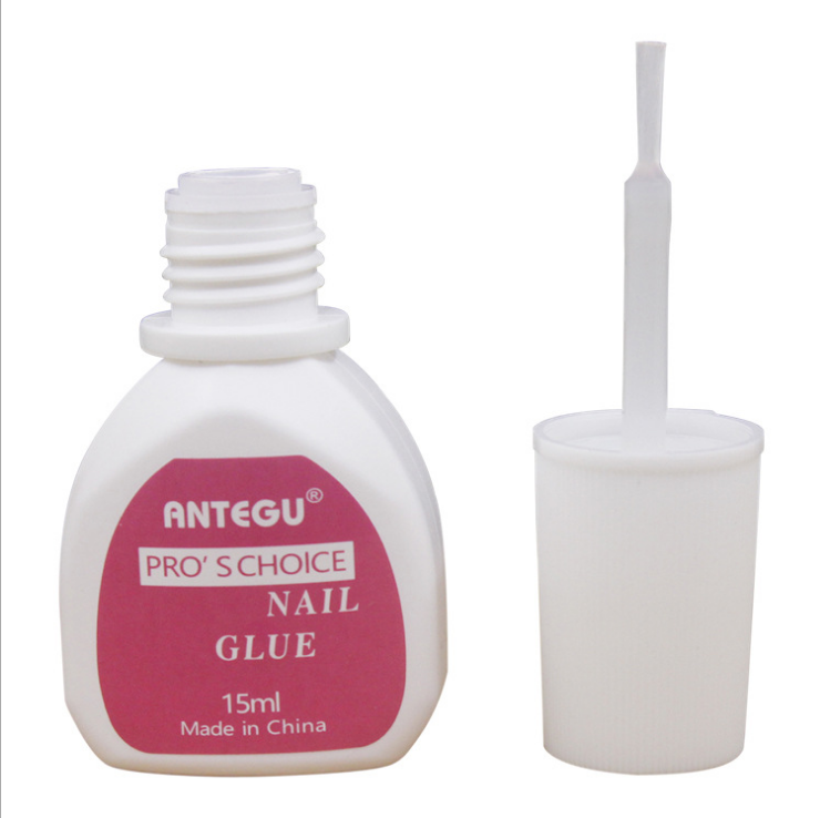 BIN Wholesale 15ML custom pink manicure glue with brush on finger nail glue for nail salon