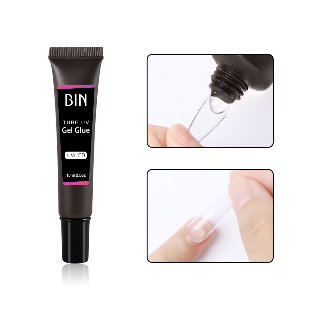 BIN Wholesale Nail Tips UV Glue Solid Gel 15M Per Piece Nail Glue Soft Tube Pack