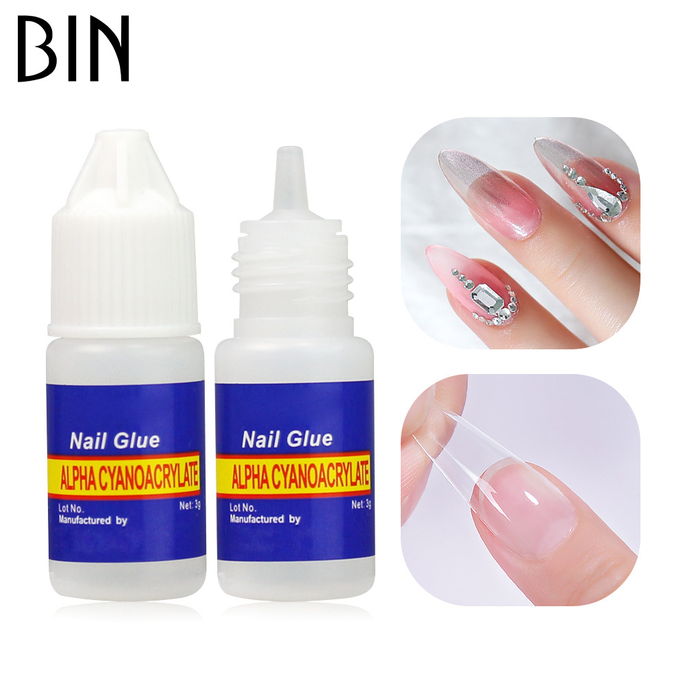 BIN Nail Art Tip Press on nails glue wholesale quick dry False Art Decoration Tips acrylic 3g nails with glue