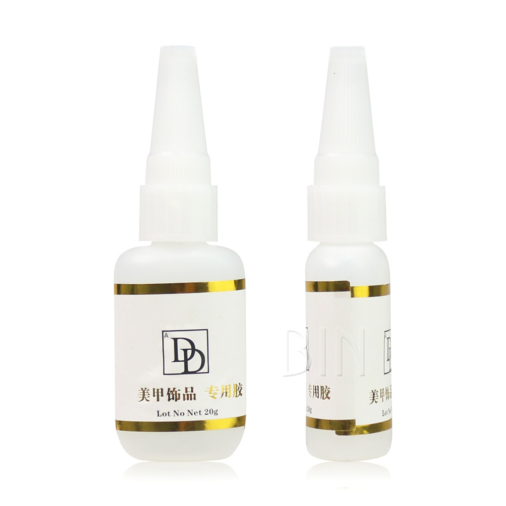 BIN Custom Logo high strong Acrylic Artificial Press On Nail Tips Gel Glue 20g drop Nail Glue For rhinestones Nails