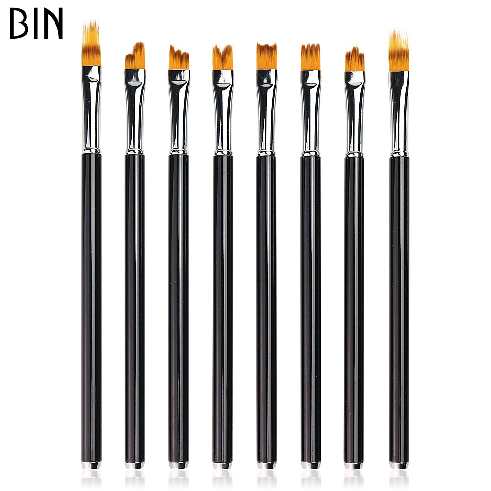 BIN high quality 8pcs/set Handle Nail Art Brush Set UV Gel Brush Lines Liner Drawing Nail Brushes Pen Manicure Nail Art Tools