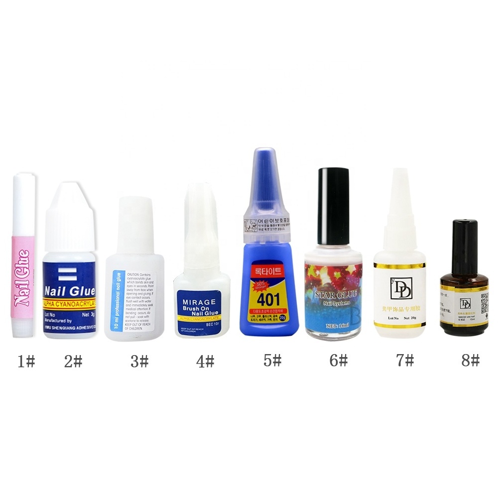 BIN Have Different Size Nail Art Glue 1G 2G 5G 10G 20G 401 Nail Glue Press On Brush Nail Tips Glue