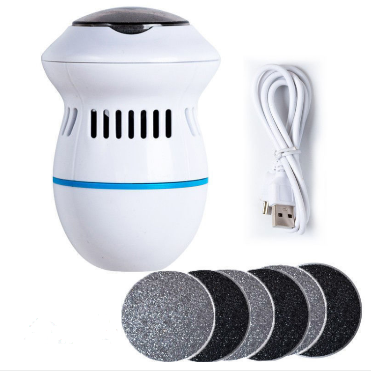 BIN Professional Rechargeable White Foot Grinder Scrubber Hard Dead Skin File USB For Feet