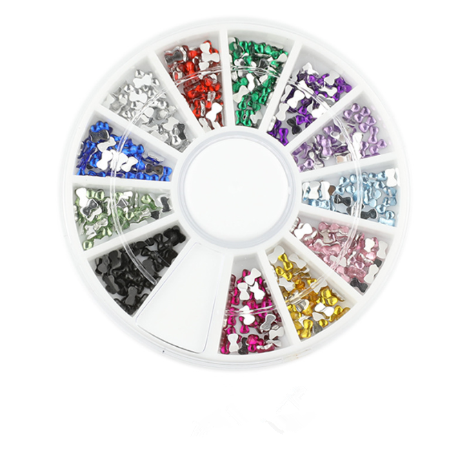 BIN Different Shape Nail Stone 12 Grid Nail Art Rhinestone Decals With Wheel