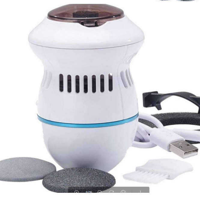 BIN Professional Rechargeable White Foot Grinder Scrubber Hard Dead Skin File USB For Feet