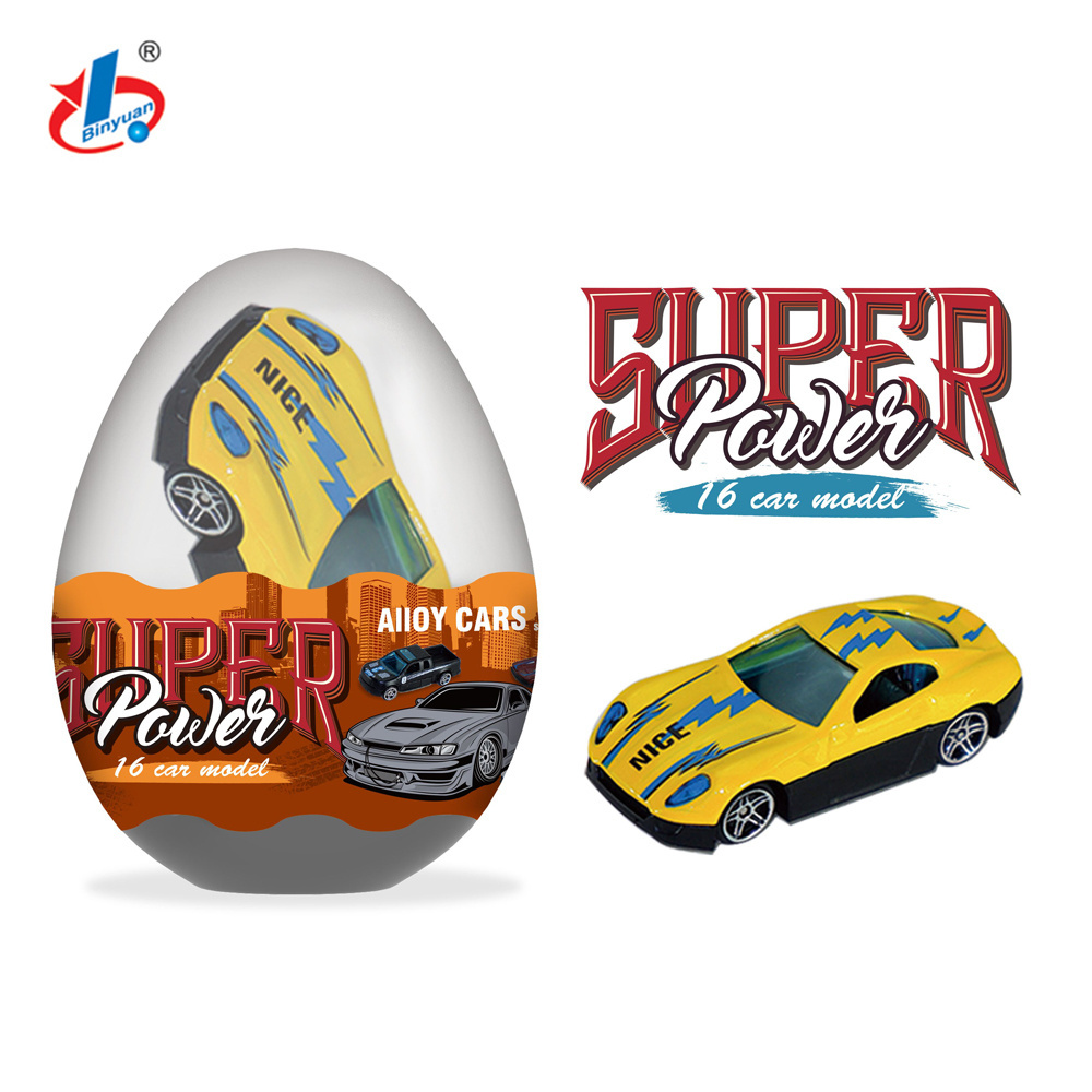 Binyuan BY41 2022 hot selling 1:64 free wheel die cast car egg capsule toy for kids alloy toy vehicles