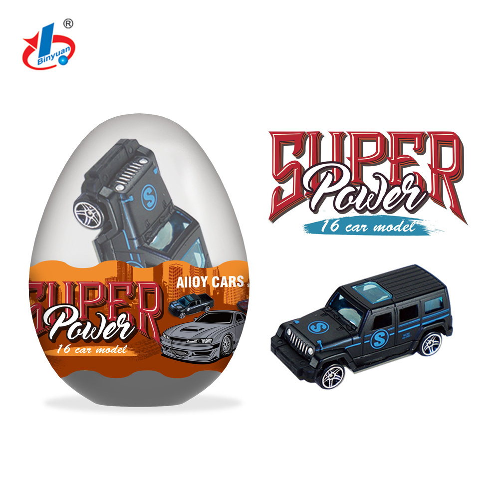 Binyuan BY41 2022 hot selling 1:64 free wheel die cast car egg capsule toy for kids alloy toy vehicles