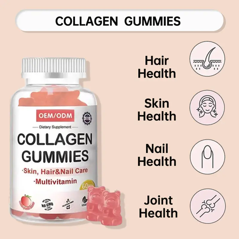 OEM Private Label Custom Formula Halal Collagen Supplement Anti-aging and Skin Whitening Collagen Gummies