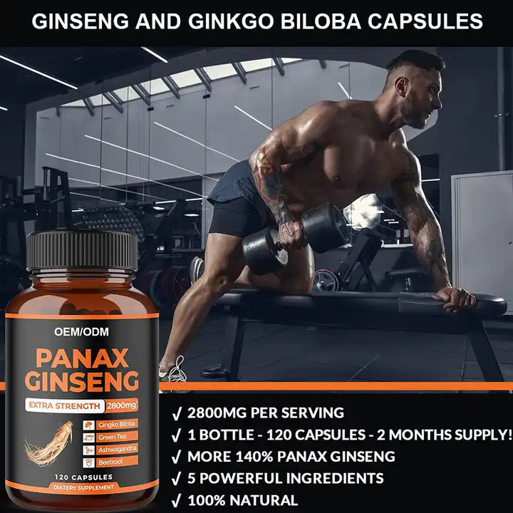 Biocaro Boost Energy Supplement Korean Red Panax Ginseng Capsules with Ashwaganda,Beet Root,Ginkgo Biloba Extract Men Capsule