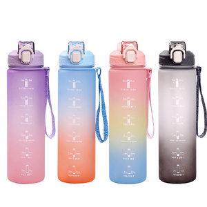 BIOCROiRE Leakproof Tritan BPA Free 1000ML Sport Fitness Drinkware Portable Colorful Sport Water Bottle With Straw Handgrip