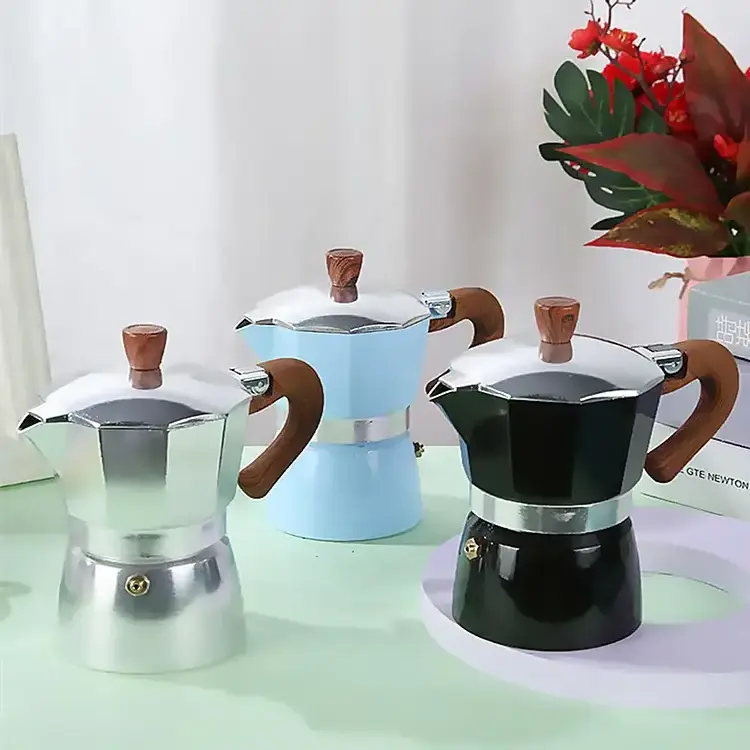 High Quality 3 Cup and 6 Cup Aluminum Bialetti Moka Cafetera Espresso Coffee Maker Moca Pot Percolator Barista Moka Pot