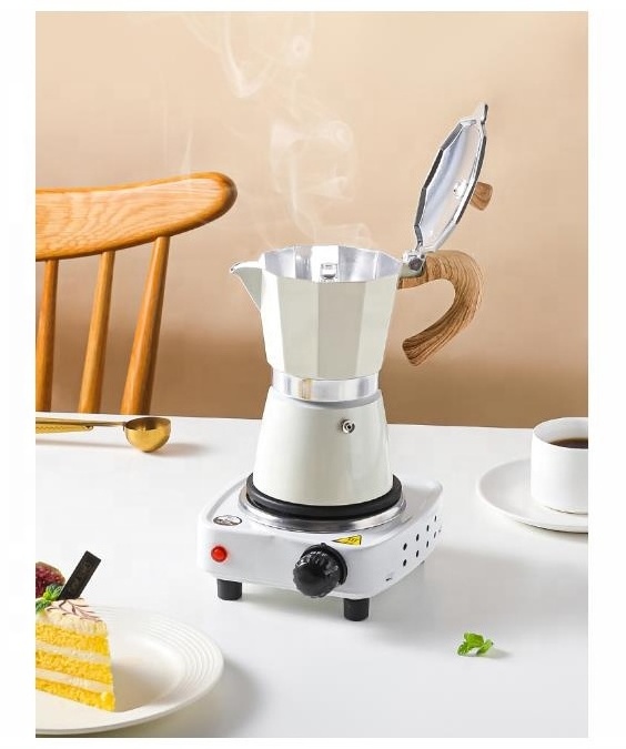 USA Hot Customized Logo Travel Portable Stovetop Hand Make Mocha Pot 3/6 Cups Aluminum Coffee Maker MOKA POT Portable