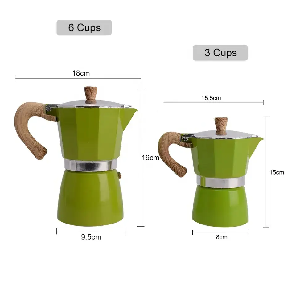 USA Hot Customized Logo Travel Portable Stovetop Hand MOKA POT 3/6 Cups Aluminum Coffee Maker Outdoor Travel Portable