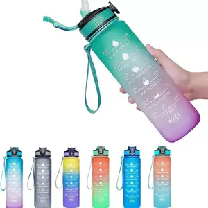 Best Selling Sports Bottle Water 1L BPA Free Fitness Water Bottle Tritan Motivational Water Bottle With Time Marker and Straw