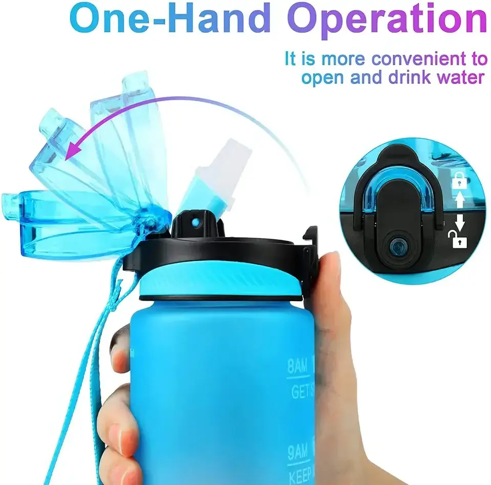 Best Selling Sports Bottle Water 1L BPA Free Fitness Water Bottle Tritan Motivational Water Bottle With Time Marker and Straw